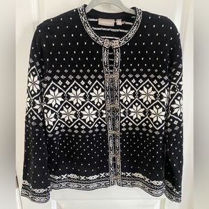 VTG CROFT & BARROW fair isle snow Nordic style cozy festive sweater M EUC